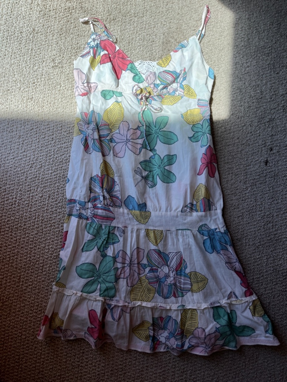 Tommy Hilfiger White Floral Midi Dress with Multicolor Blooms